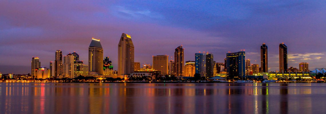 Dawn over the San Diego skyline